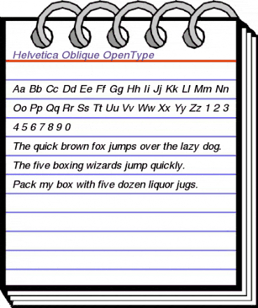 Helvetica Oblique animated font preview