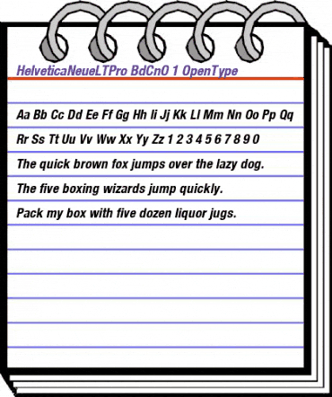 Helvetica Neue LT Pro 77 Bold Condensed Oblique animated font preview