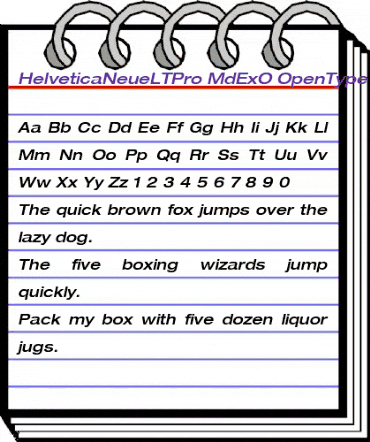 Helvetica Neue LT Pro 63 Medium Extended Oblique animated font preview