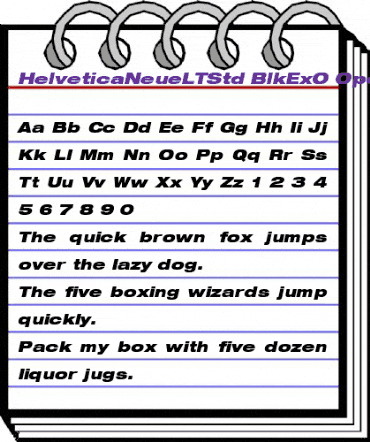 Helvetica Neue LT Std 93 Black Extended Oblique animated font preview Helvetica Neue LT Std 93 Black Extended Oblique animated font preview