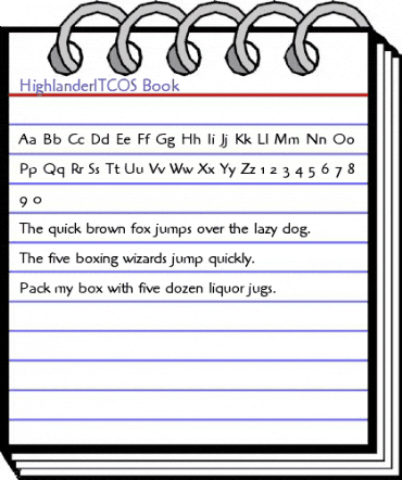 HighlanderITCOS-Book Book animated font preview