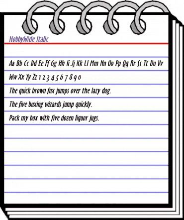 HobbyWide Italic animated font preview HobbyWide Italic animated font preview