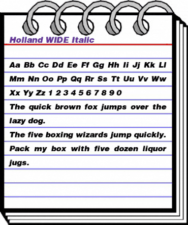 Holland WIDE Italic Regular animated font preview