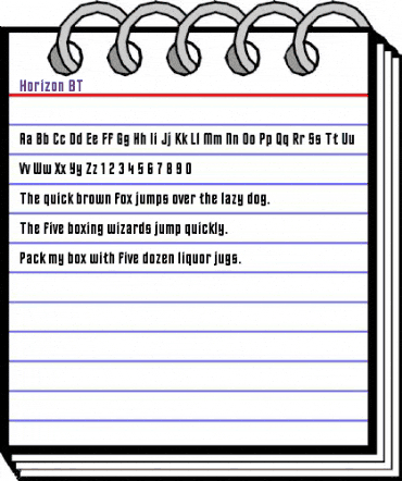 Horizon BT Regular animated font preview