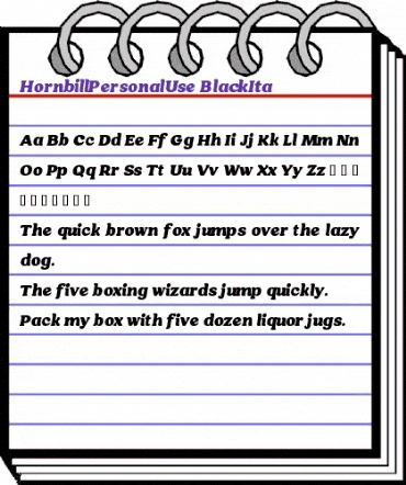 Hornbill Personal Use Blk Ita Italic animated font preview Hornbill Personal Use Blk Ita Italic animated font preview