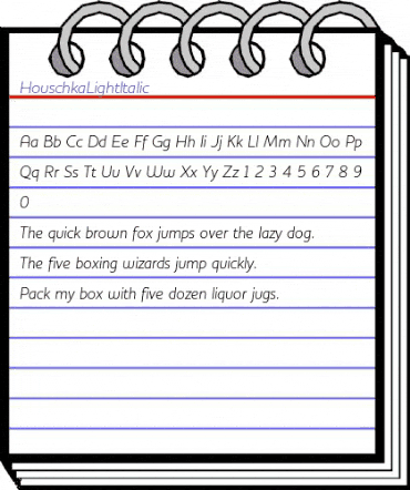 HouschkaLightItalic Regular animated font preview