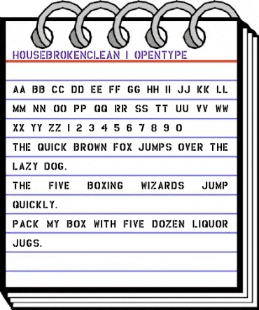 Housebroken Clean animated font preview