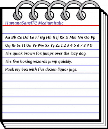 HumanaSansITC-Medium MediumItalic animated font preview