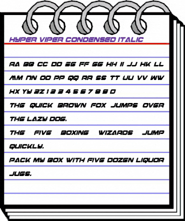 Hyper Viper Condensed Italic Condensed Italic animated font preview Hyper Viper Condensed Italic Condensed Italic animated font preview