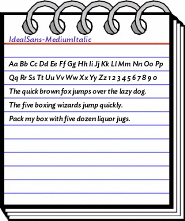 Ideal Sans Medium Italic animated font preview