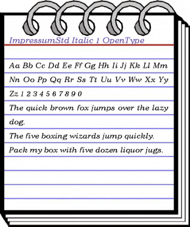 Impressum Std Italic animated font preview Impressum Std Italic animated font preview