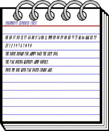 Inhumanity Expanded Italic Expanded Italic animated font preview Inhumanity Expanded Italic Expanded Italic animated font preview