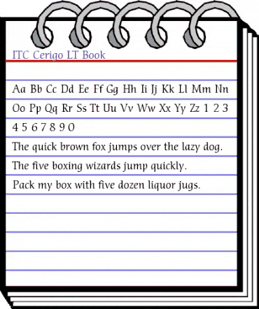 ITCCerigo LT Book Regular animated font preview