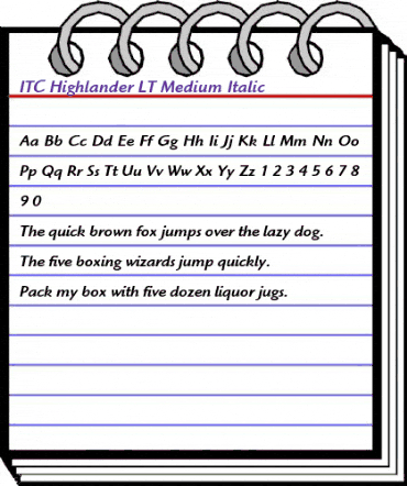 ITCHighlander LT Medium Italic animated font preview