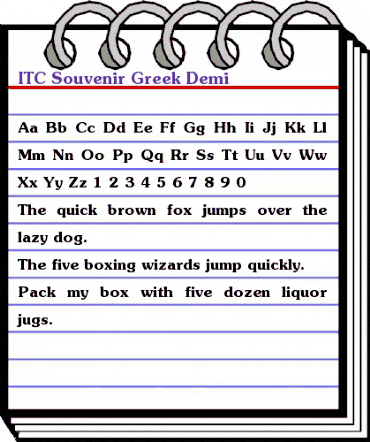 SouvenirGreek Light Bold animated font preview