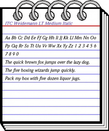 Weidemann LT Medium Italic animated font preview Weidemann LT Medium Italic animated font preview