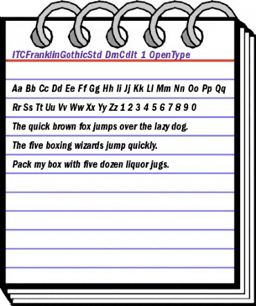 ITC Franklin Gothic Std Demi Condensed Italic animated font preview