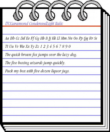 ITCGaramond-CondensedLight LightItalic animated font preview