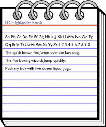 ITCHighlander-Book Book animated font preview
