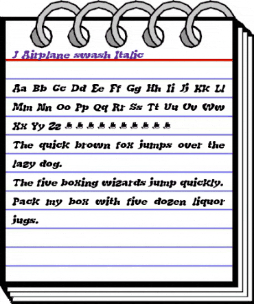 J. Airplane swash Italic Regular animated font preview