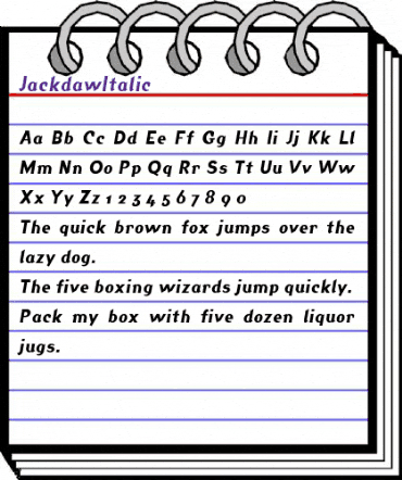 JackdawItalic Regular animated font preview