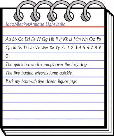 JacobBeckerAntique-Light Italic animated font preview