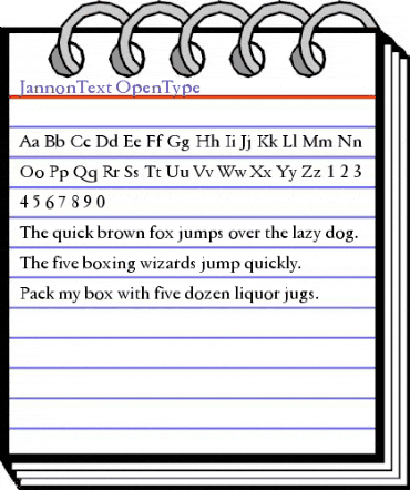 Jannon Text Regular animated font preview