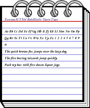 Janson MT Std Bold Italic animated font preview Janson MT Std Bold Italic animated font preview