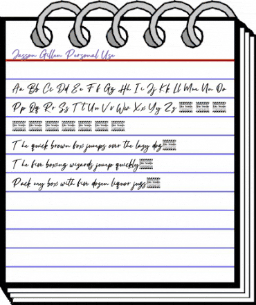 Jasson Gillen Personal Use Regular animated font preview