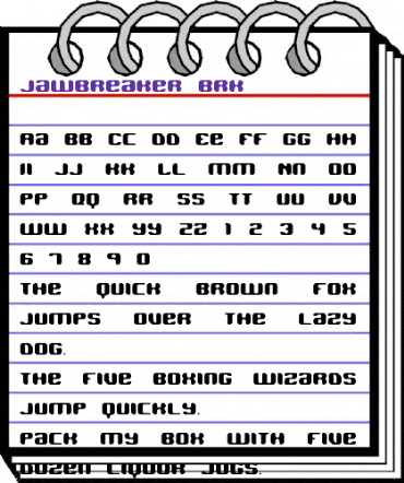 Jawbreaker BRK Regular animated font preview