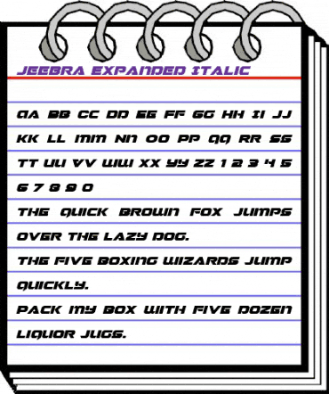 Jeebra Expanded Italic Expanded Italic animated font preview Jeebra Expanded Italic Expanded Italic animated font preview