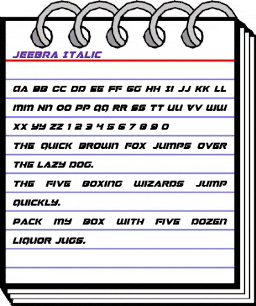 Jeebra Italic Italic animated font preview Jeebra Italic Italic animated font preview