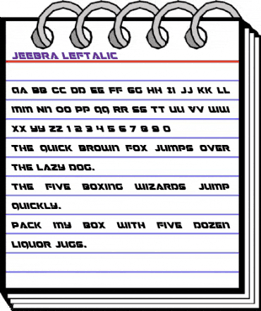 Jeebra Leftalic Italic animated font preview