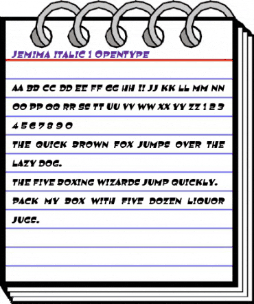 Jemima Italic animated font preview Jemima Italic animated font preview