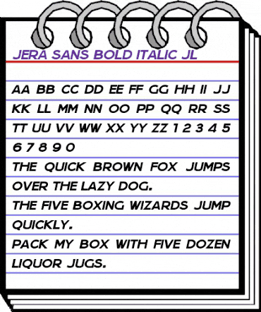 Jera Sans Bold Italic JL Regular animated font preview