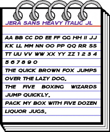 Jera Sans Heavy Italic JL Regular animated font preview