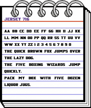 Jersey 716 Regular animated font preview