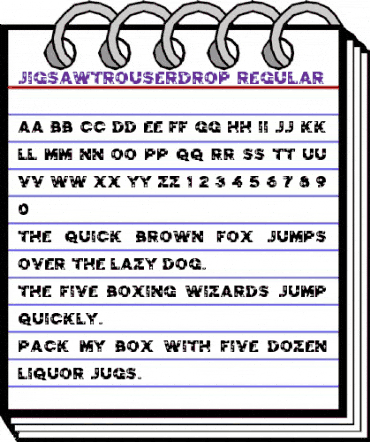 Jigsaw Trouserdrop Regular animated font preview