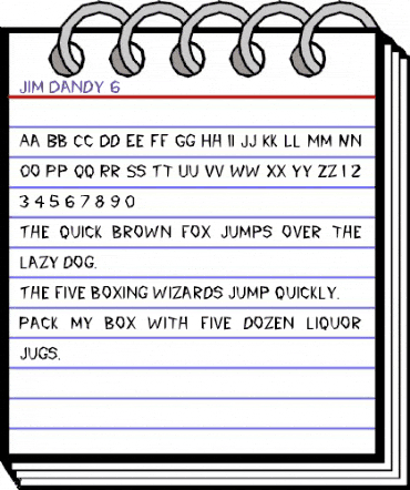 Jim Dandy 6 Regular animated font preview