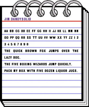 Jim DandySolid Regular animated font preview