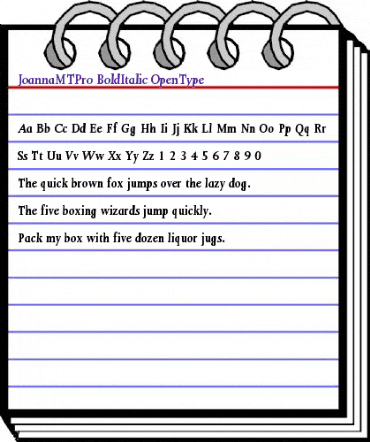 Joanna MT Pro Bold Italic animated font preview