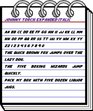 Johnny Torch Expanded Italic Expanded Italic animated font preview