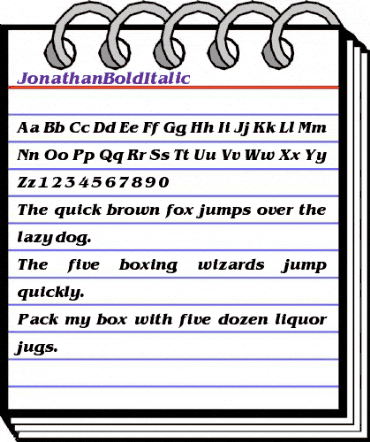 JonathanBoldItalic Regular animated font preview