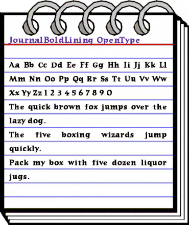 JournalBoldLining Regular animated font preview