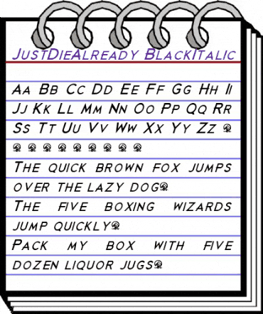 Just Die Already Black Italic animated font preview Just Die Already Black Italic animated font preview