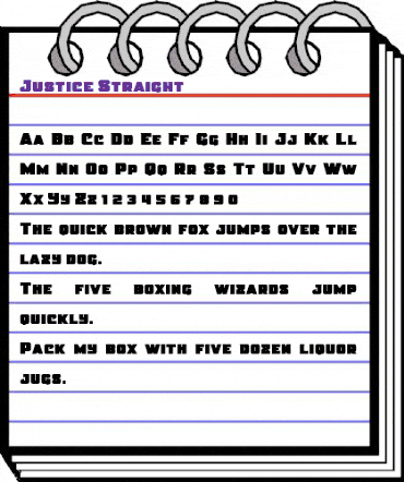 Justice Straight Regular animated font preview