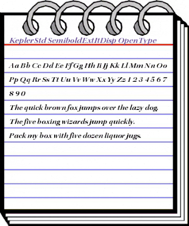 Kepler Std Semibold Extended Italic Display animated font preview Kepler Std Semibold Extended Italic Display animated font preview