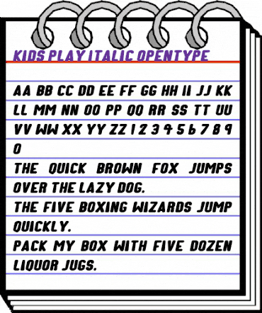Kids Play Italic animated font preview