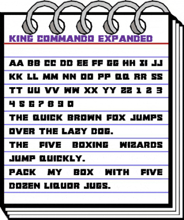 King Commando Expanded Expanded animated font preview