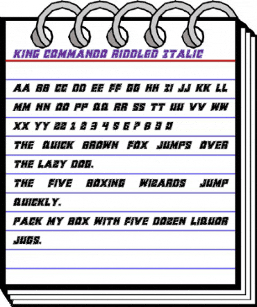 King Commando Riddled Italic Italic animated font preview King Commando Riddled Italic Italic animated font preview